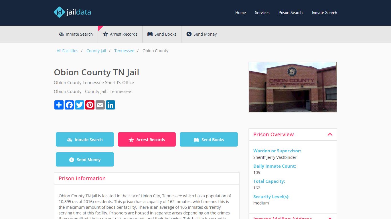 Obion County TN Jail Inmate Search and Prisoner Info - Union City, TN